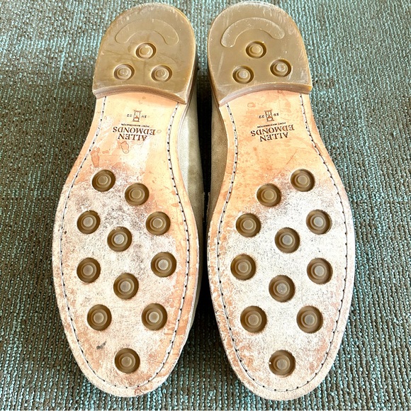 Allen Edmonds Bone Beige Suede Dylan Penny Loafers, size 12 E WIDE - Picture 10 of 13
